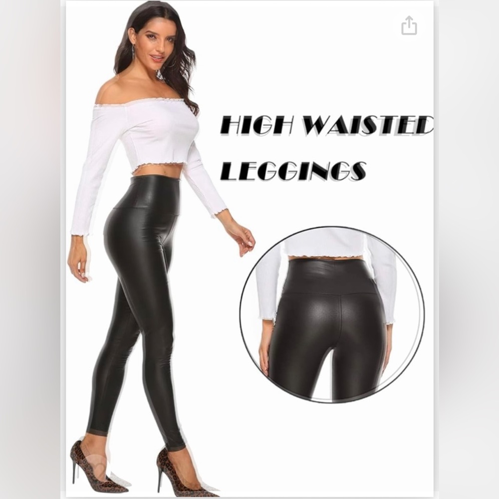 SUPER HOT🔥 Faux Leather Booty Lifting Black Leggins Pants